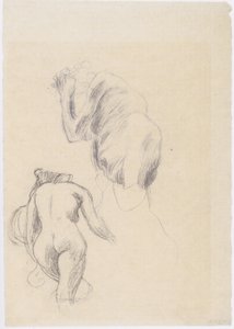 Female Nude from Behind, Desperate Old Man
